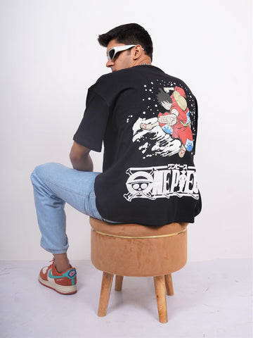Monkey d. Luffy : Black One Piece Drop Sleeved Tee For Men and Women