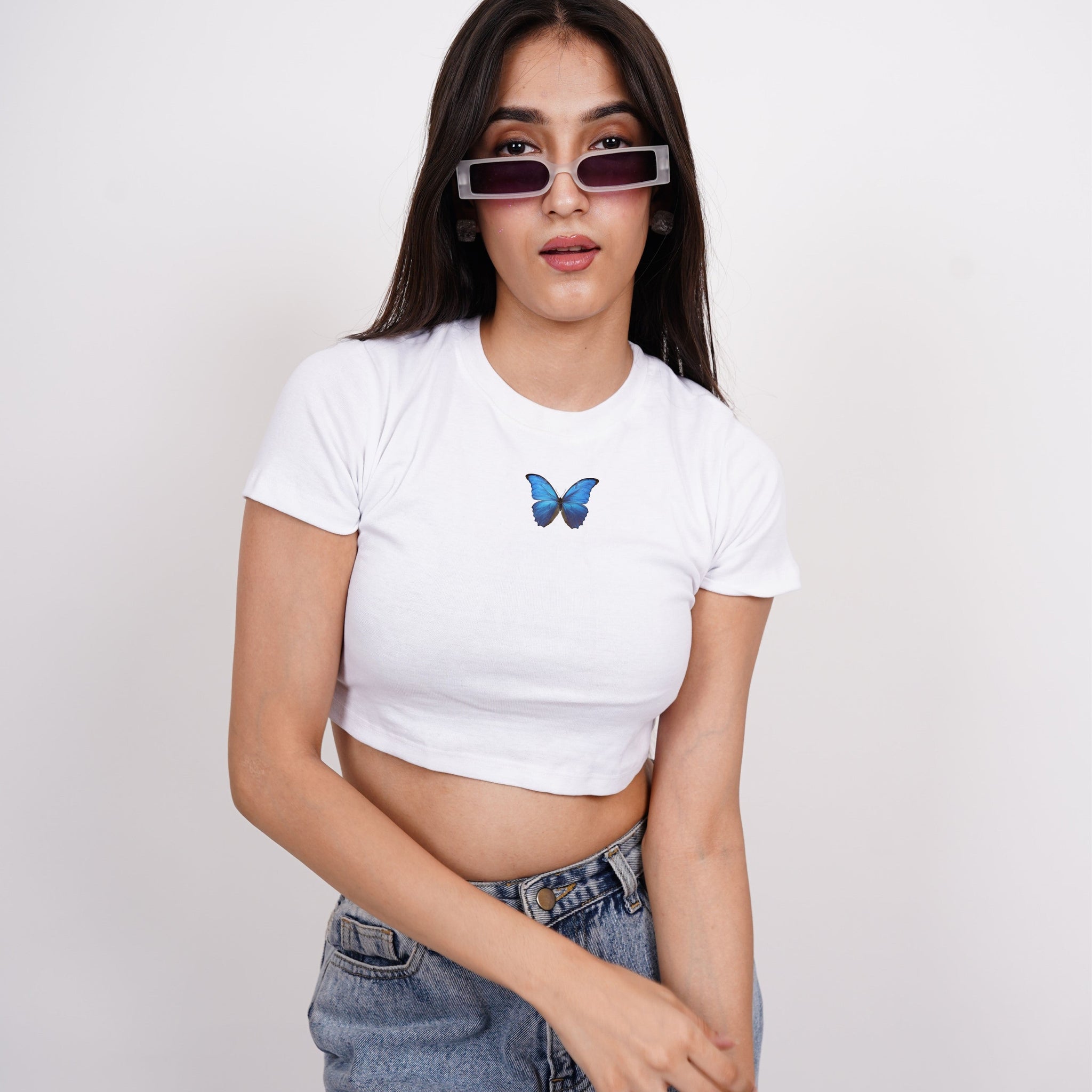 Morpho : Burger Bae Round Neck Crop Baby Tee For Women