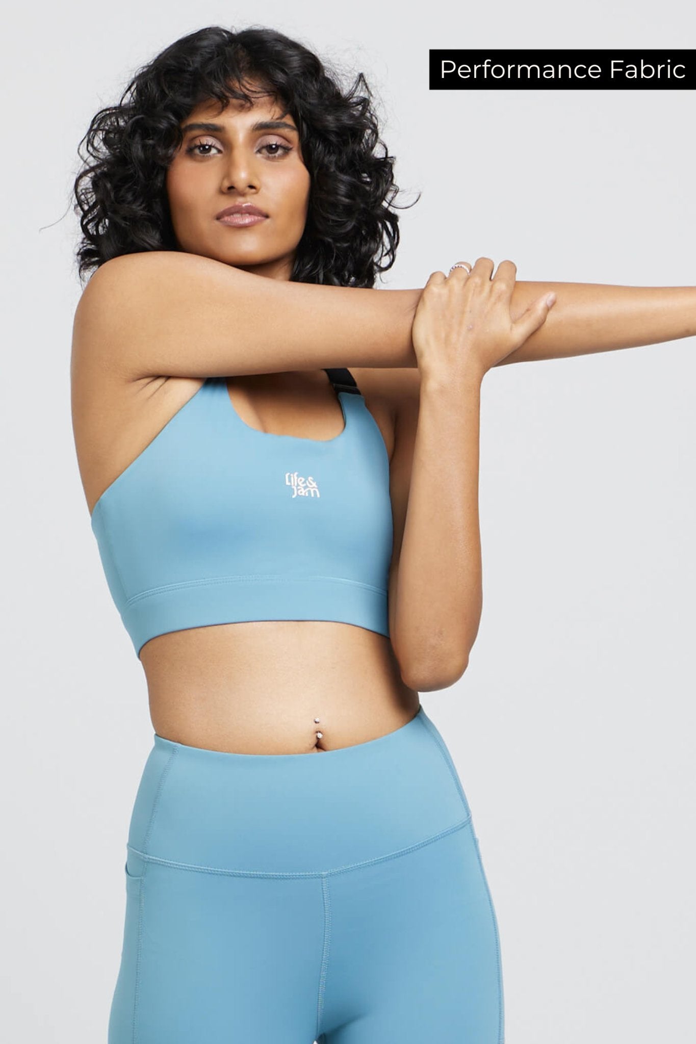 Performance Adjustable Straps Sports Bra in Navigator Blue