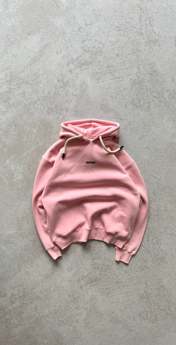 Strawberry Shake (Baby Pink) : Ye Burger Logo Heavyweight Baggy Hoodie For Men and Women