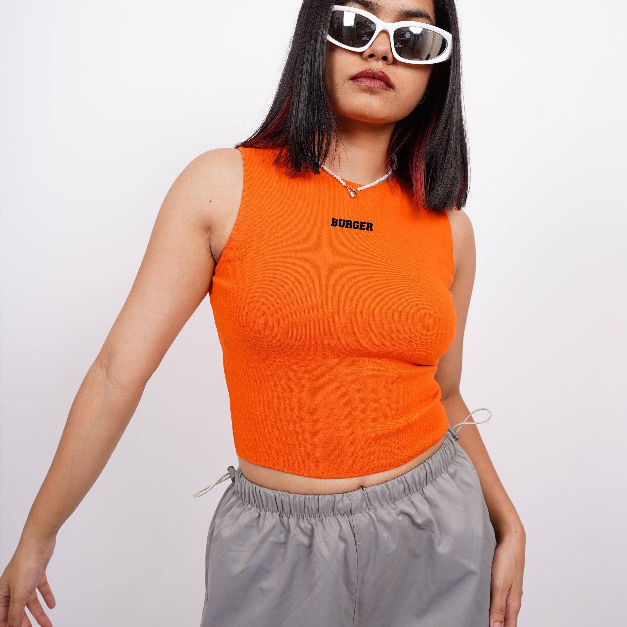 Minimal Burger Logo: Burger Bae Sleeveless Rachel Tank For Women