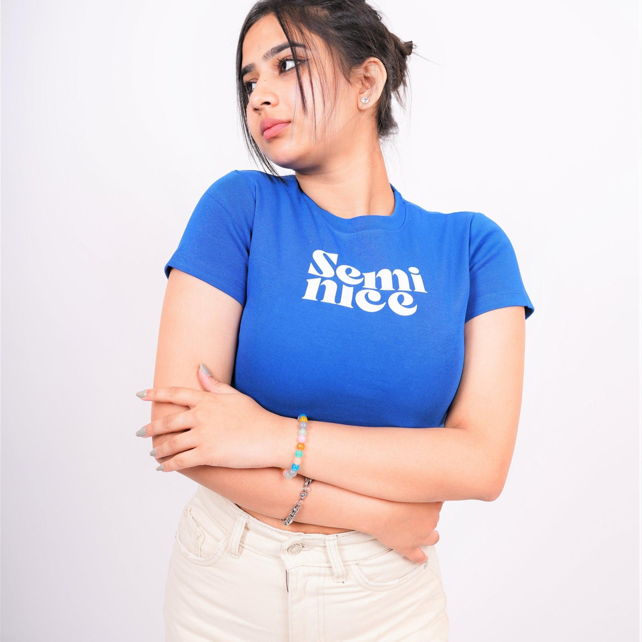 Semi Nice : Burger Bae Round Neck Crop Baby Tee For Women