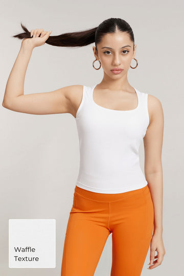 Square Neck Quick-Dry Top in Snow White