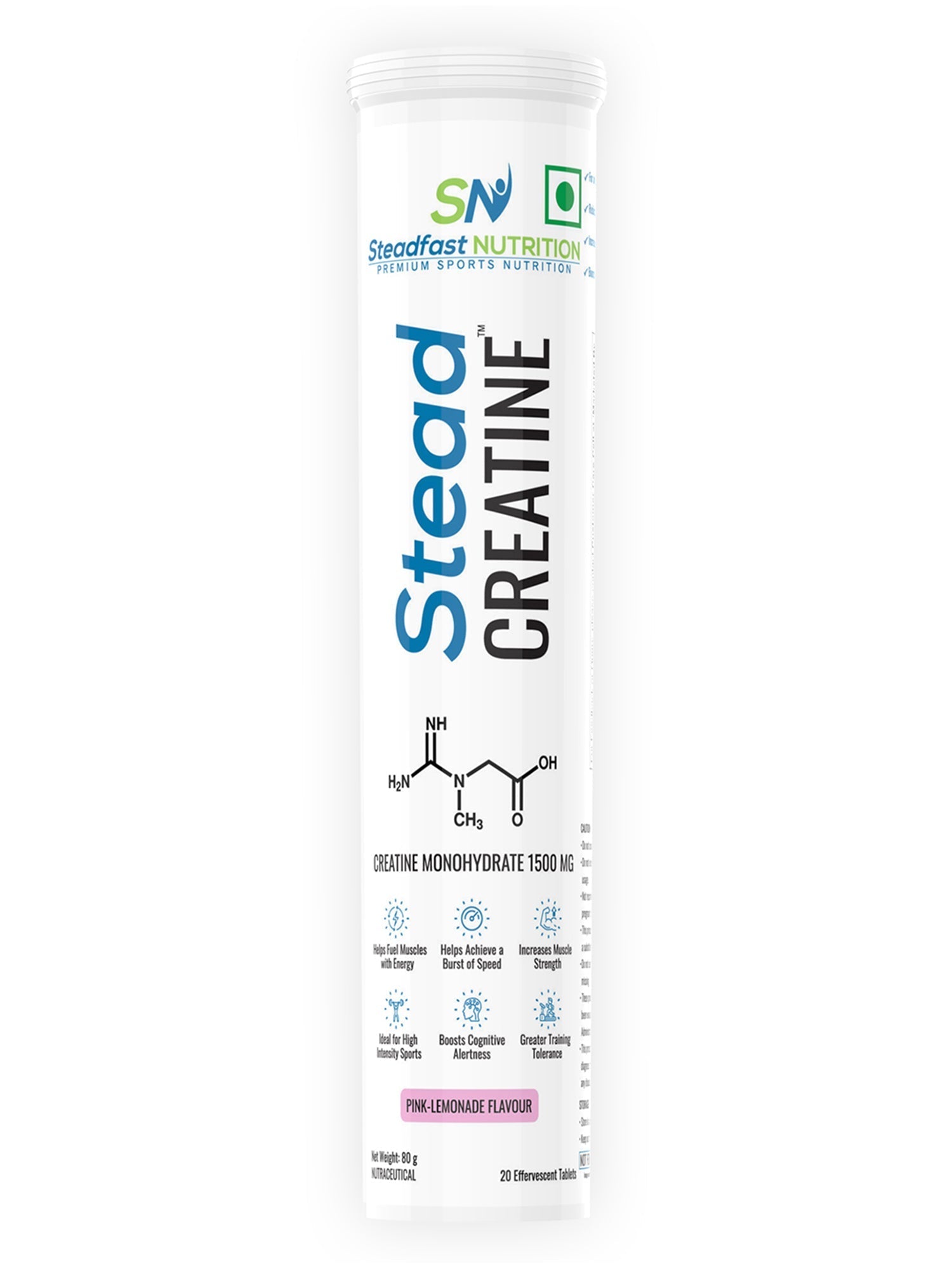 SteadCreatine Muscle Energy Pre Workout Pink Lemonade 20 Tablets 80g