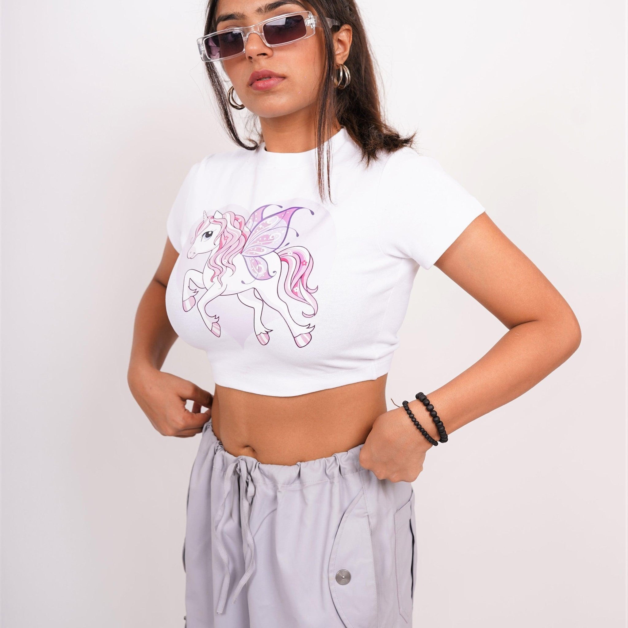 The Flying Pony : Burger Bae Round Neck Crop Baby Tee For Women