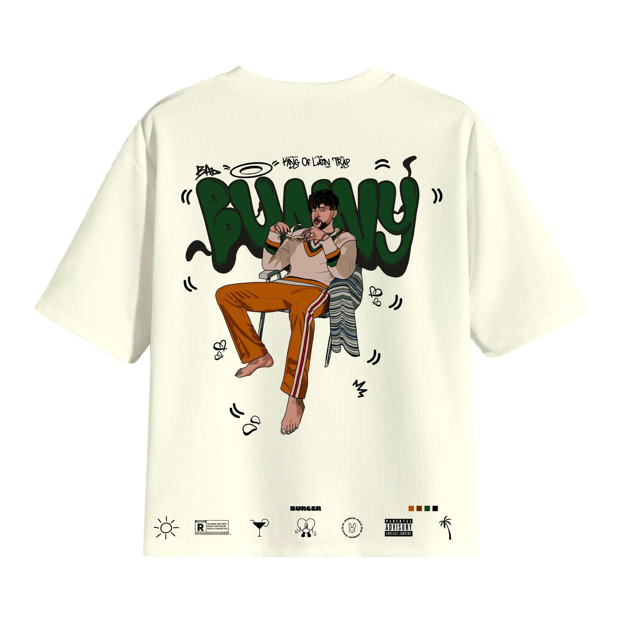 The Bad Bunny Cartoon art Drop Sleeved Tee for Men and Women