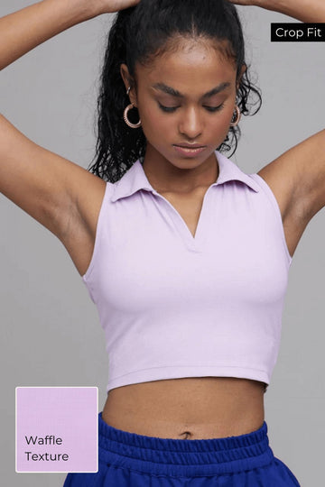 🧇 Waffle Sleeveless Quick-Dry Tee in Lazy Lilac