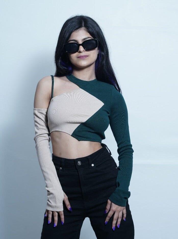 Natalia Top : Women Crop Round Neck Full Sleeve Top